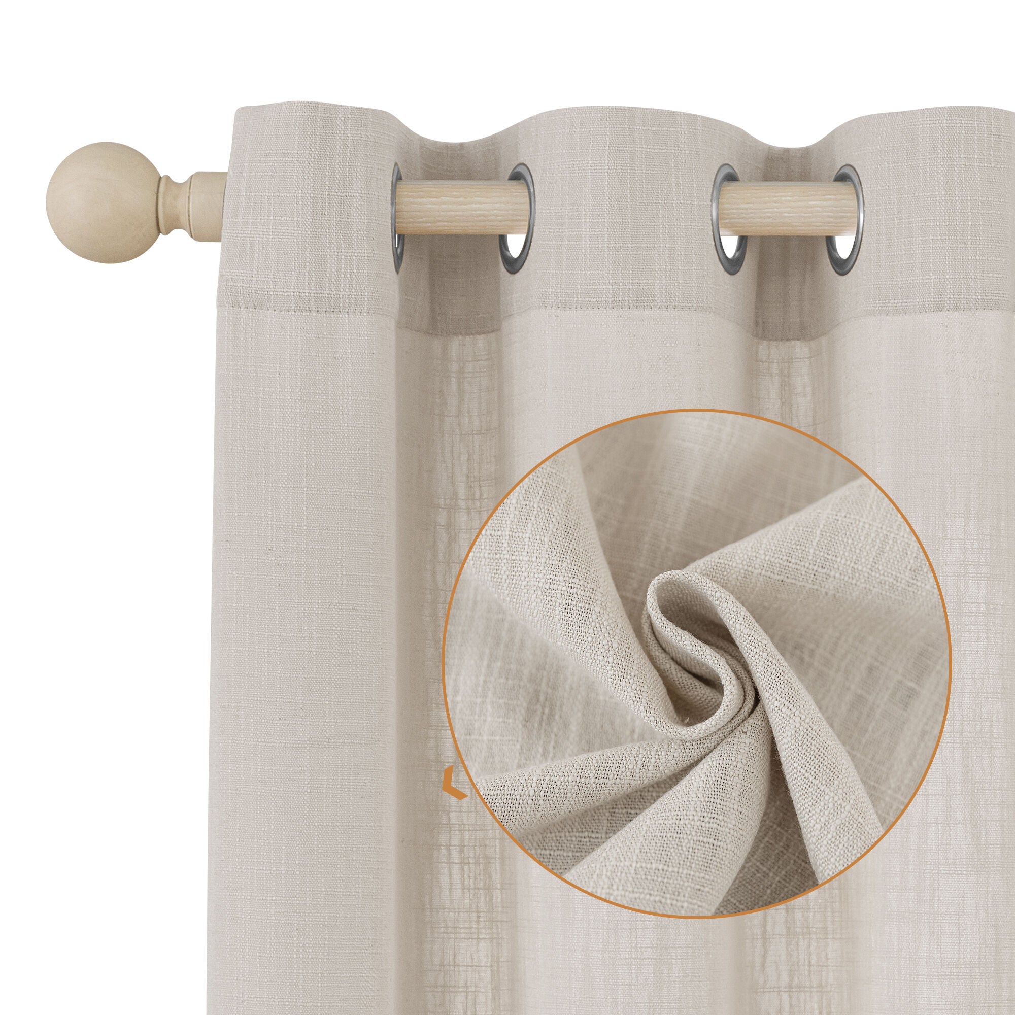 Slub Linen Texture Privacy and Light Filtering Grommet Pair, IVORY, alternate image number 1