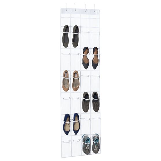 Clearly Organized - Over the Door Shoe Organizer with 24 Pockets, CLEAR, hi-res image number null