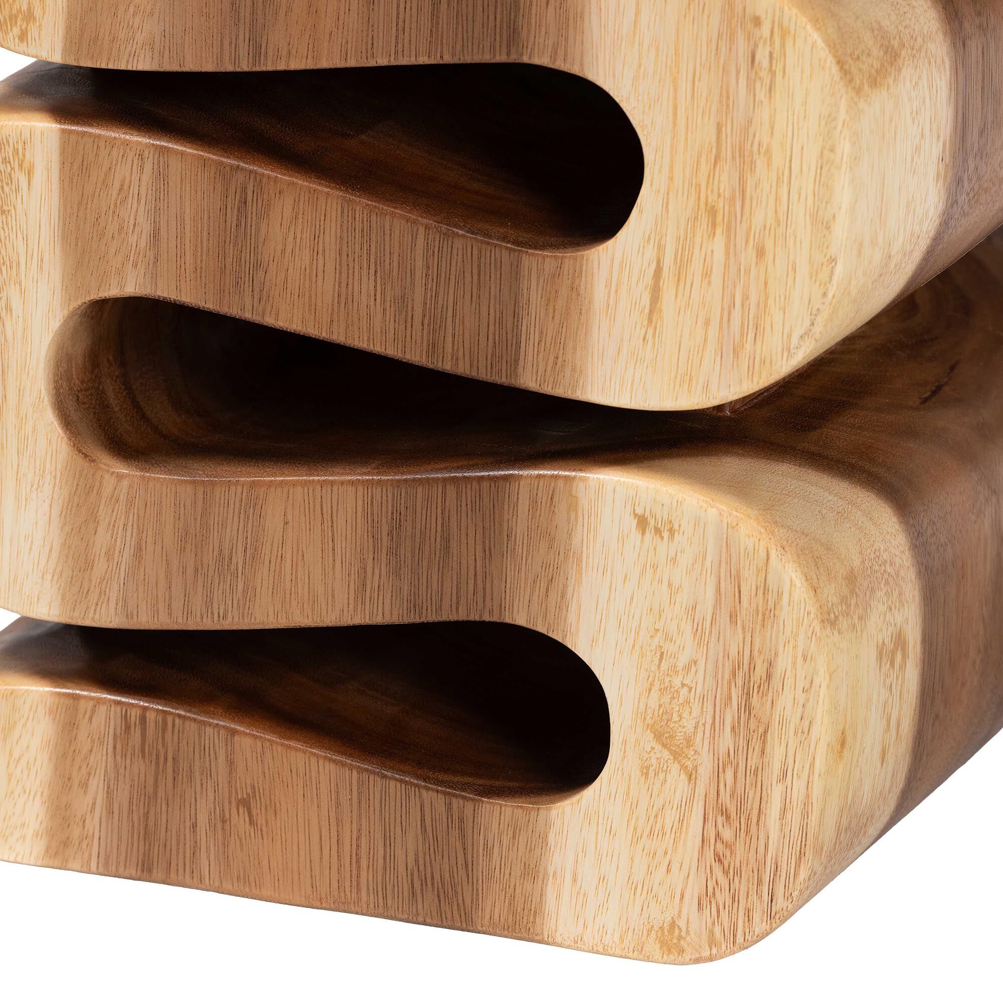 Eliada Hand-carved Suar Wood Side Table, NATURAL BROWN, alternate image number 5