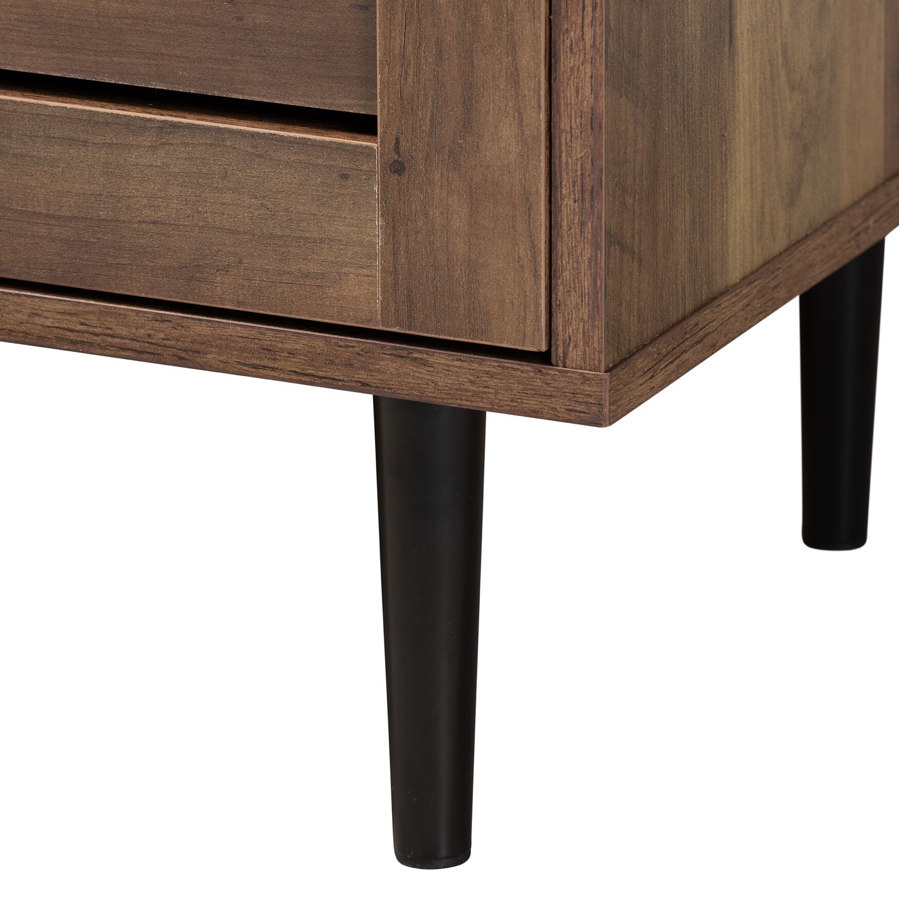 Baylah Mid-Century Modern Natural Brown Finished Wood And Black Metal 2-Door Sideboard, , alternate image number 5