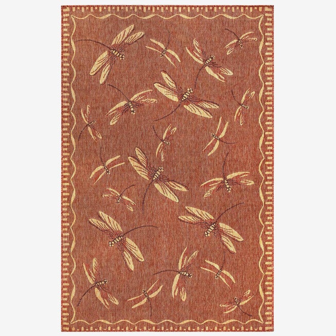 58 inches x 90 inches Dragonfly Indoor/Outdoor Rug, RED, hi-res image number null