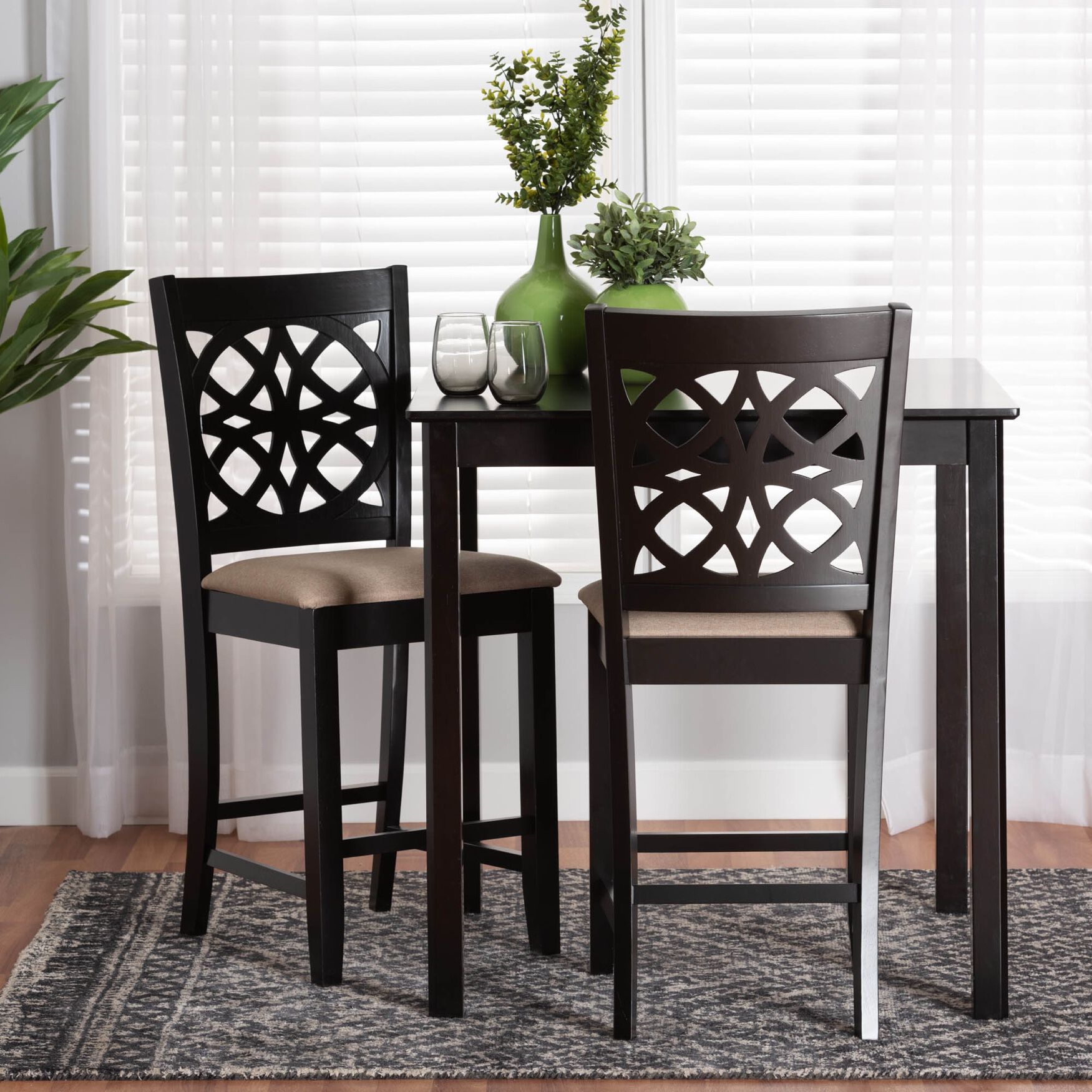 Abigail Modern Beige Fabric And Dark Brown Finished Wood 2-Piece Counter Stool Set, , alternate image number 5