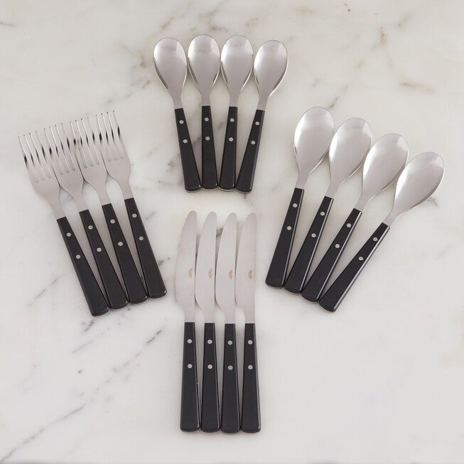 Martha Stewart 16-PC Flatware Set, BLACK, hi-res image number null