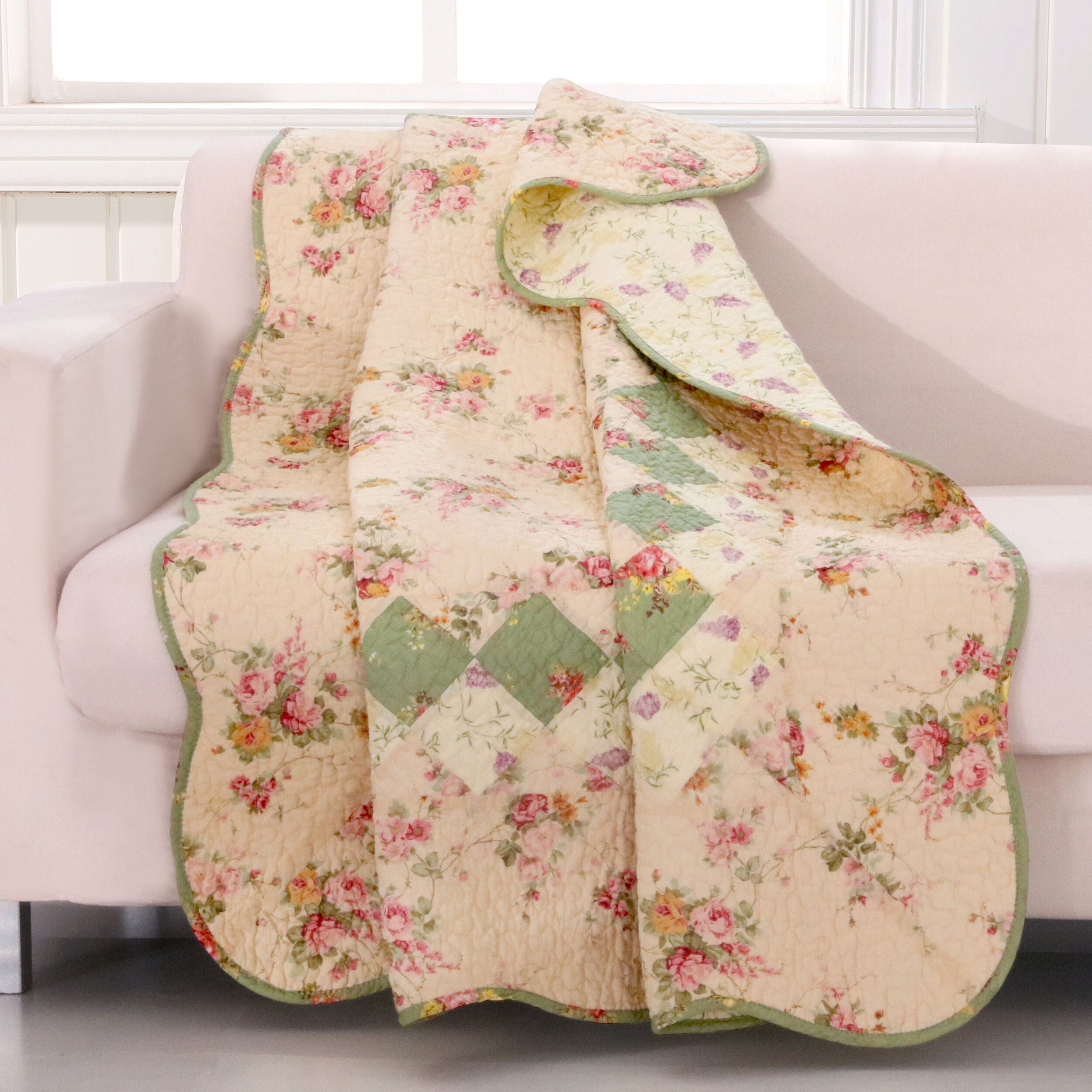 Bliss Quilted Throw Blanket, IVORY, hi-res image number 0