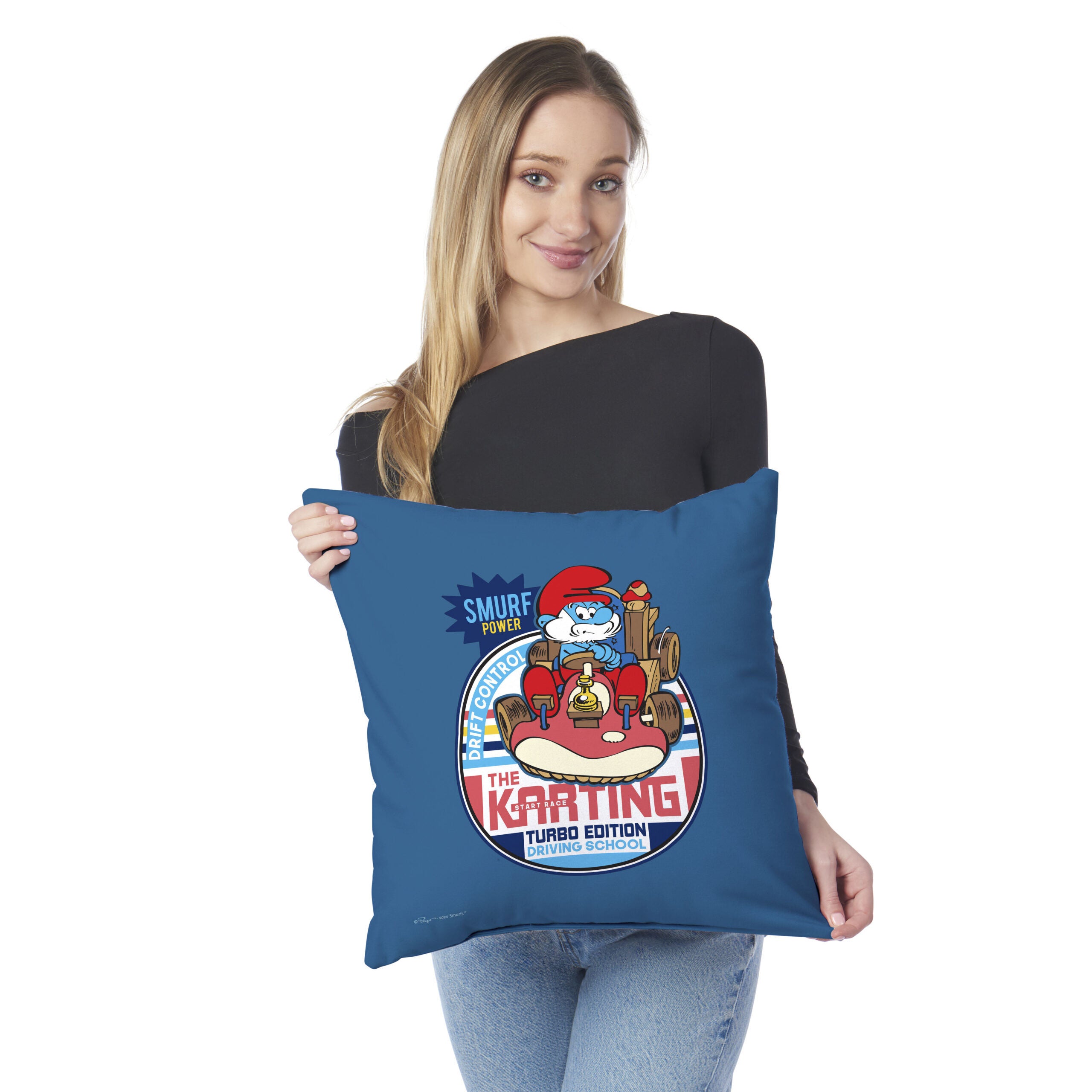 Smurfs Turbo Edition Throw Pillow 18x18 inches, TURBO, on-hover image number 1