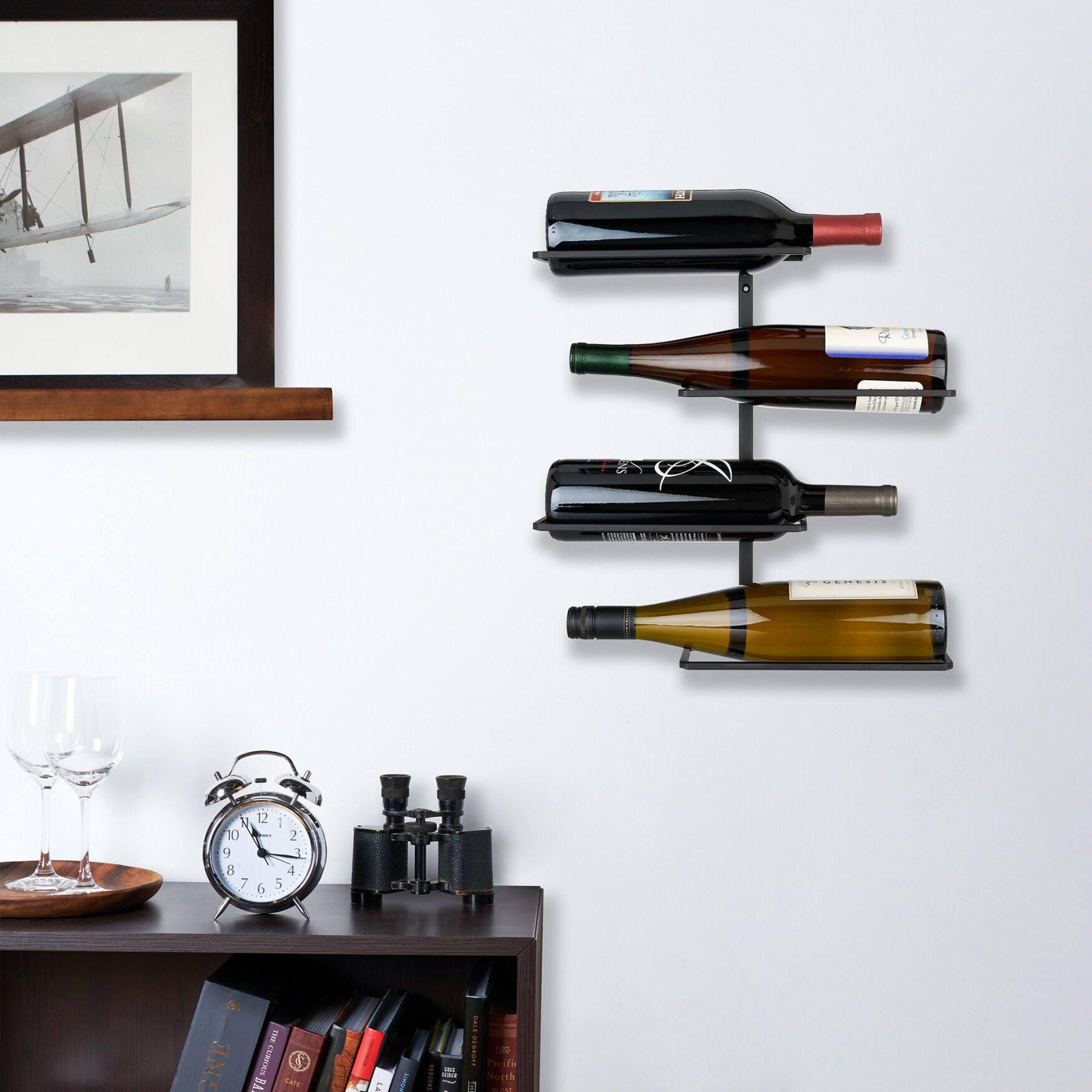 Four Bottle Wall Mounted Wine Rack By True, , on-hover image number 1