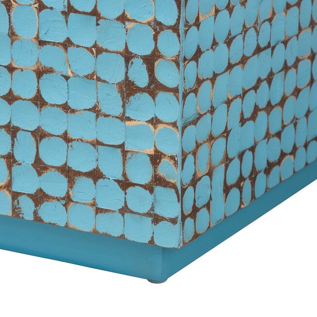 Nitza Bohemian Coconut Shell and Acacia Wood Coffee Table, BLUE, alternate image number 4