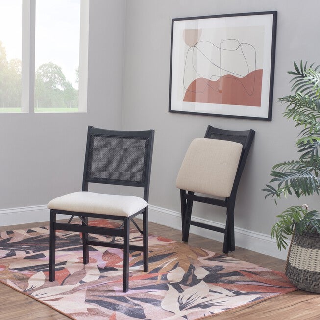 Beaux Cane Back Black Folding Chair Folding Dining Chairs, , alternate image number 2