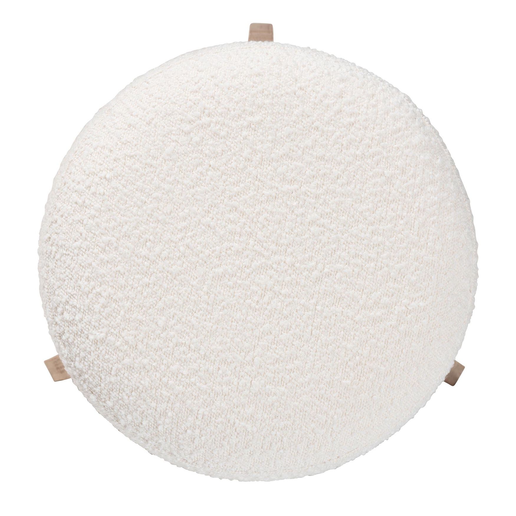 Elkie Japandi Cream Boucle Fabric And Walnut Brown Finished Wood Ottoman Footstool, , alternate image number 3