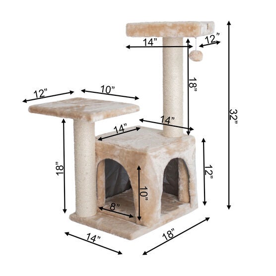 Classic Real Wood 32" Cat Tree, , alternate image number null