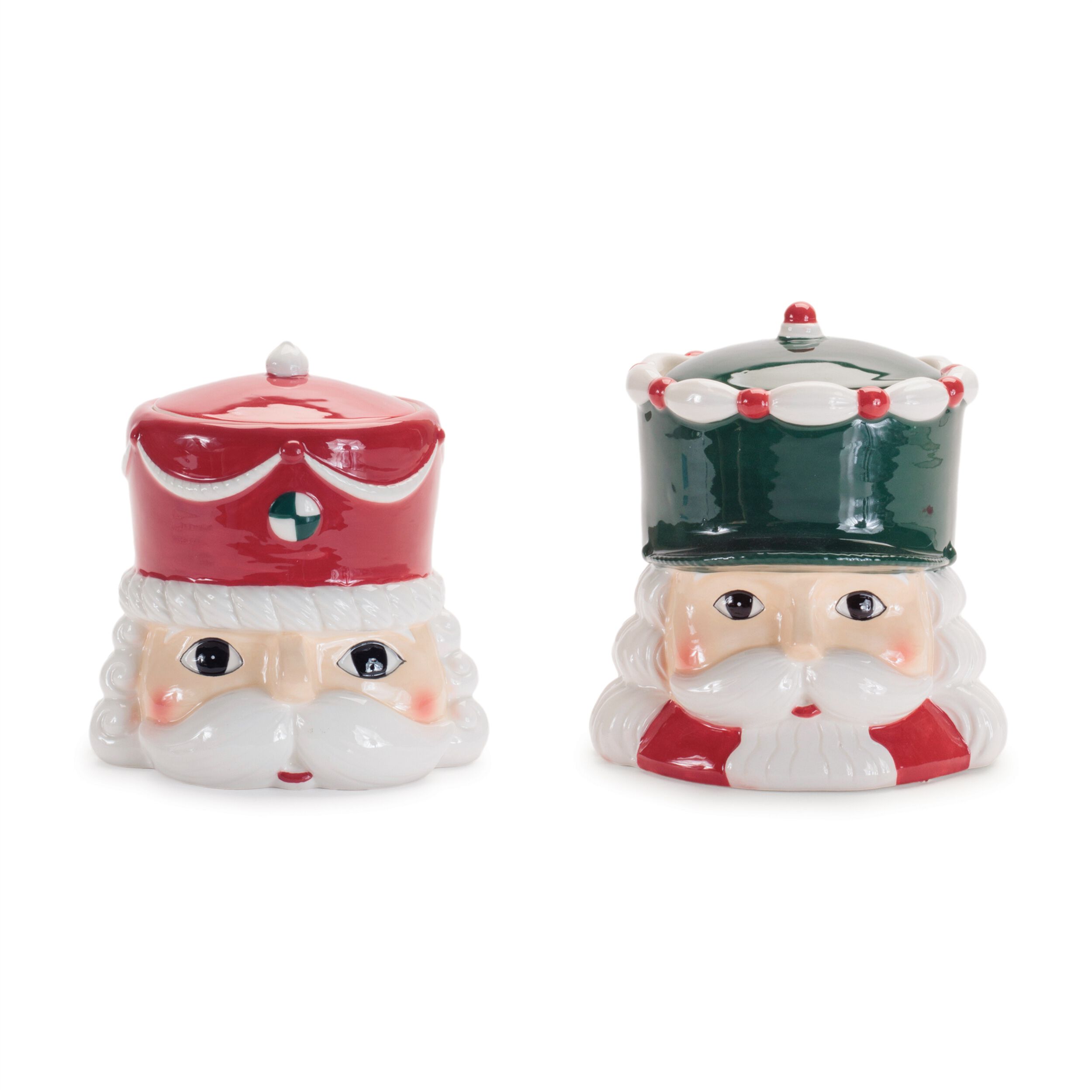 Ceramic Nutcracker Canister (Set of 2), WHITE RED GREEN, hi-res image number 0