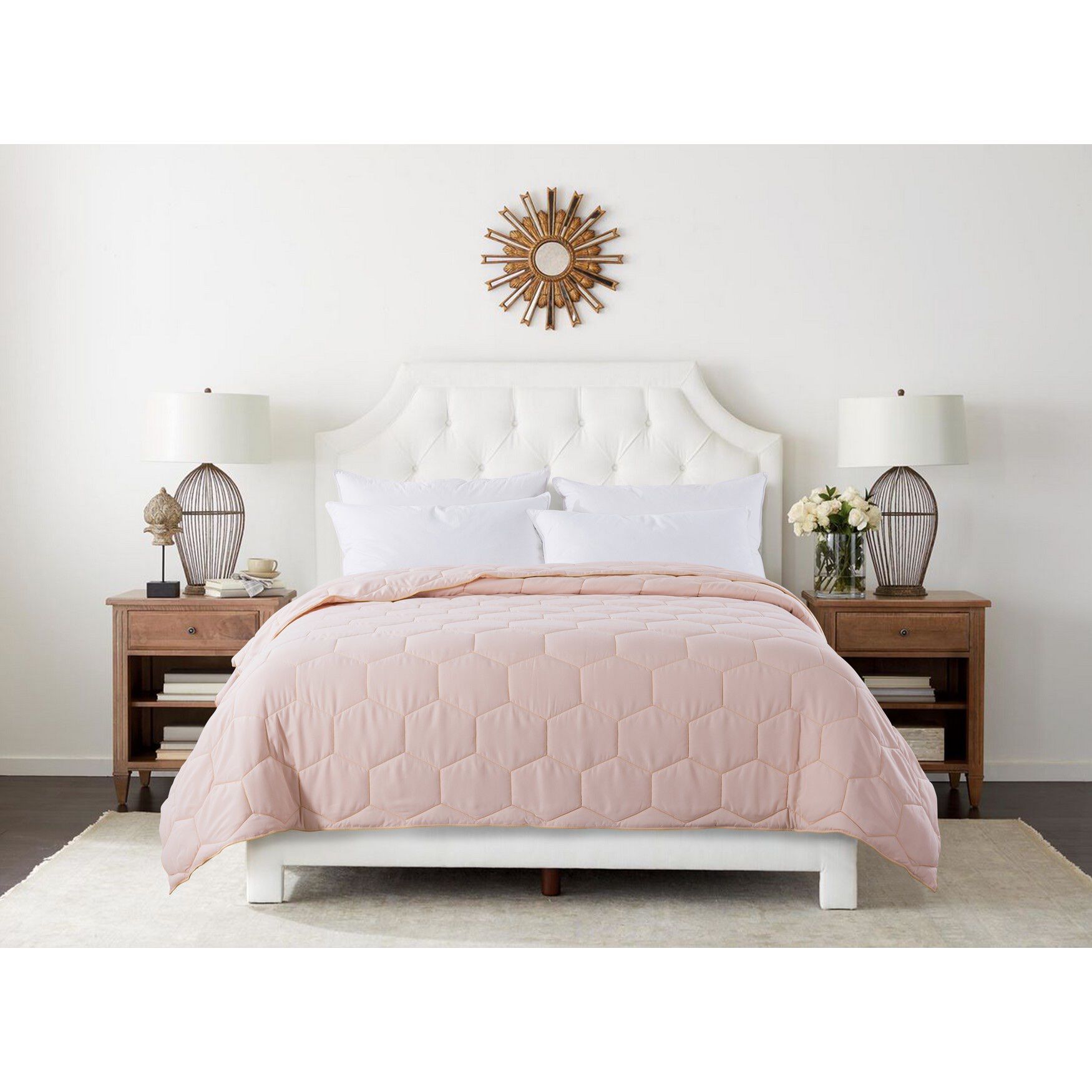 Honeycomb Down Alternative Blanket, Blush/Mustard, PEARL, hi-res image number 0
