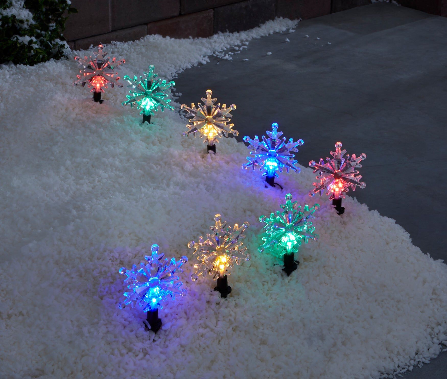 Color-Changing Pathway Lights, Set of 8, SNOWFLAKE, hi-res image number 0