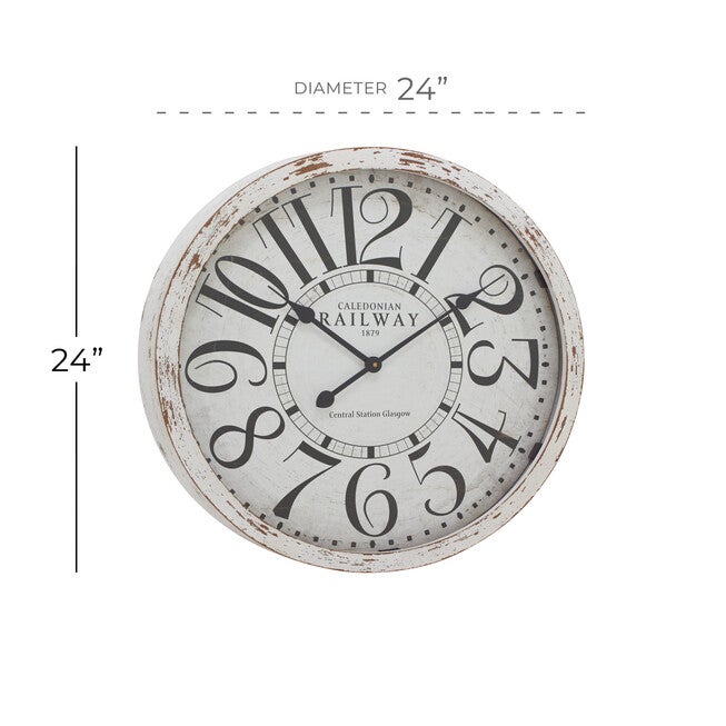 White Vintage Wood Wall Clock, , alternate image number null