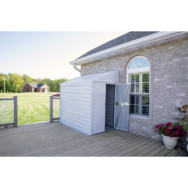 Yardsaver 4 x 7 ft. Steel Storage Shed Pent Roof Eggshell, , alternate image number null