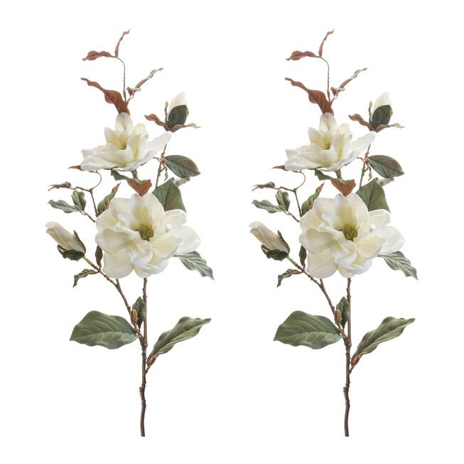 Magnolia Floral Spray (Set of 2), GREEN WHITE, alternate image number null