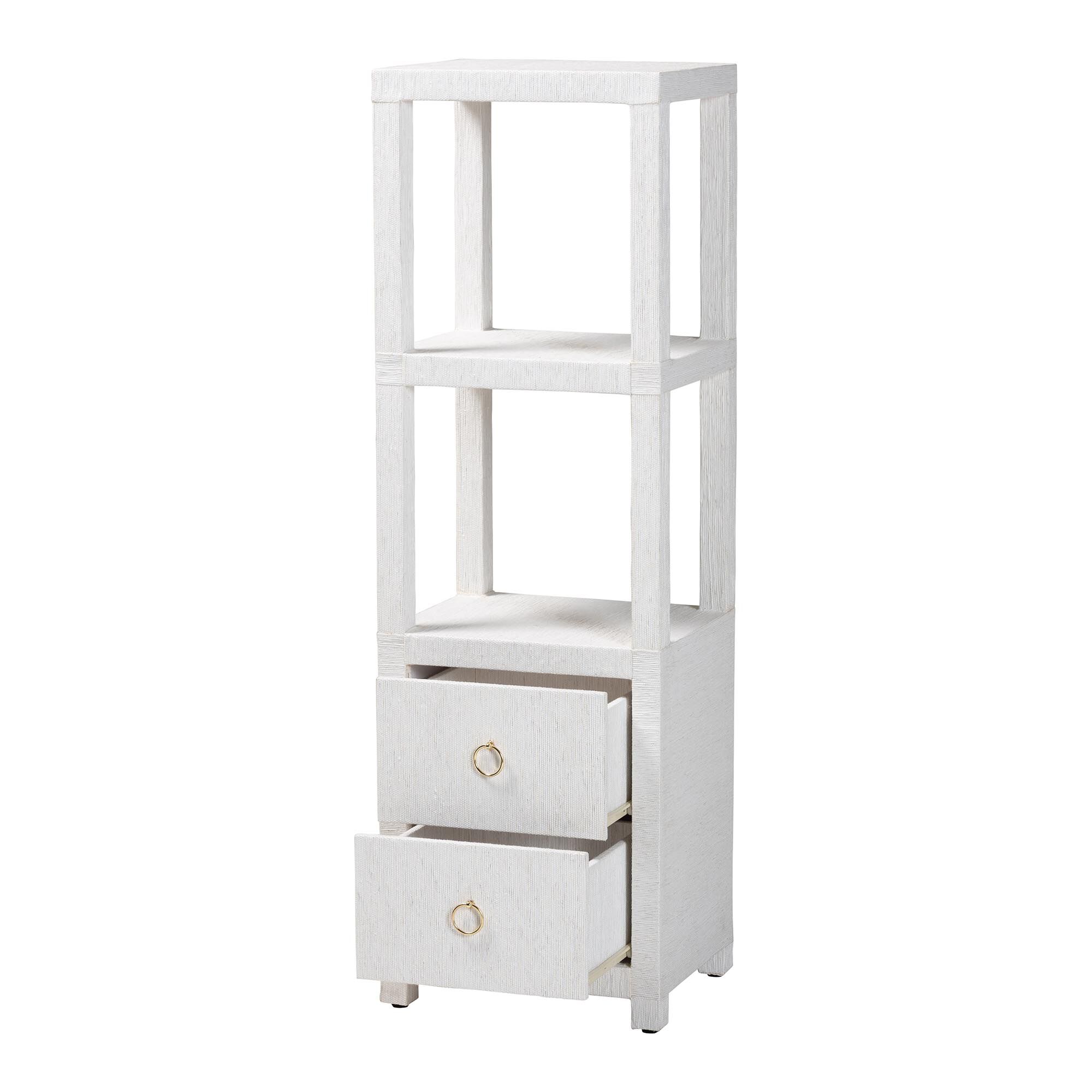 Xavier Grasscloth Tall Storage Cabinet, WHITE, alternate image number 2
