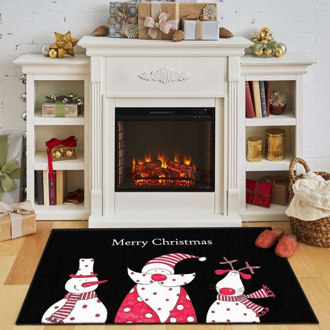 Christmas Friends Black Kitchen Rug, , alternate image number null