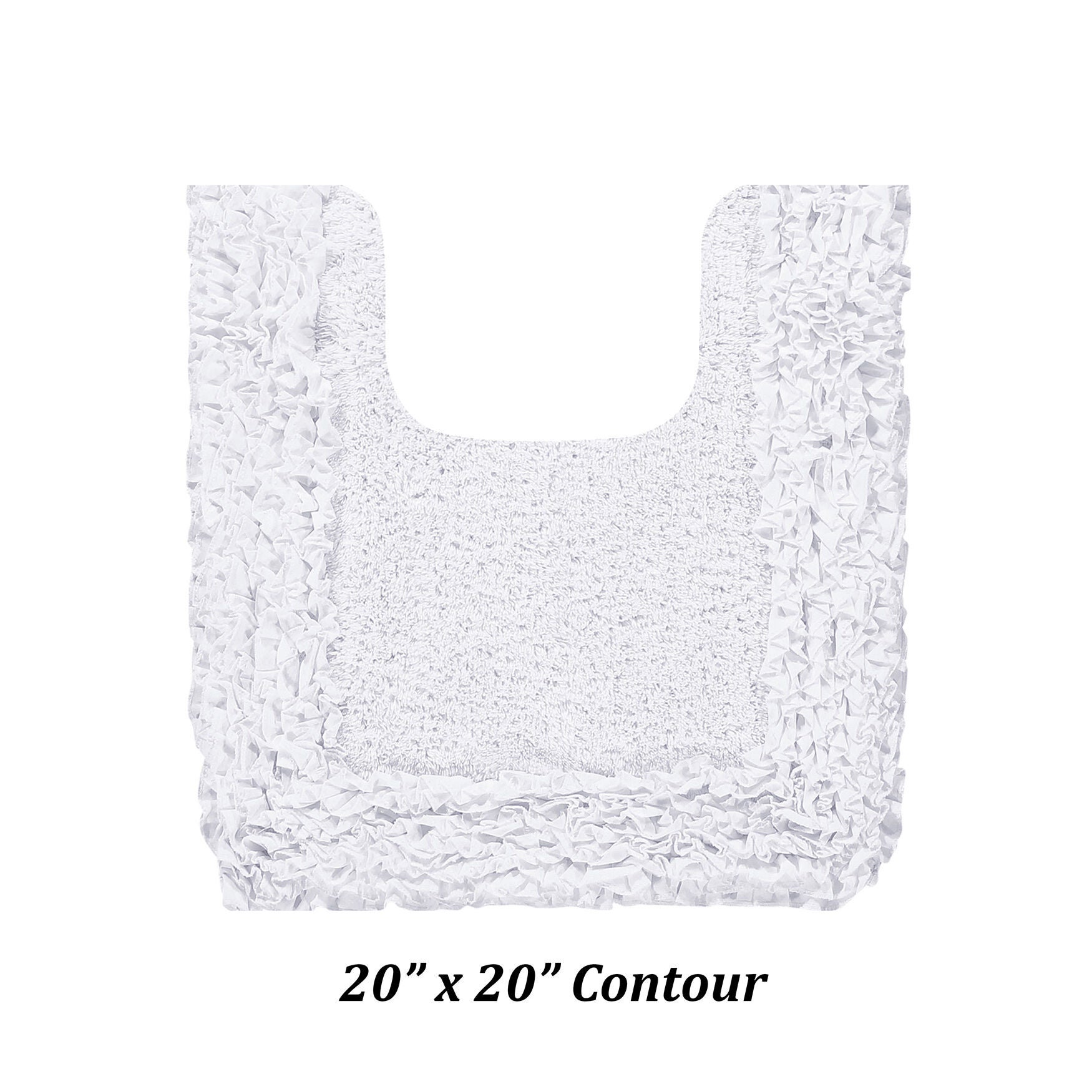 Shaggy Border Bath Rug Mat, 20 inches X 20 inches, WHITE, hi-res image number 0