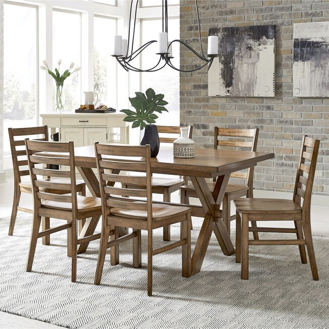 Sedona Brown Dining Table & 6 Chairs, BROWN, hi-res image number 0