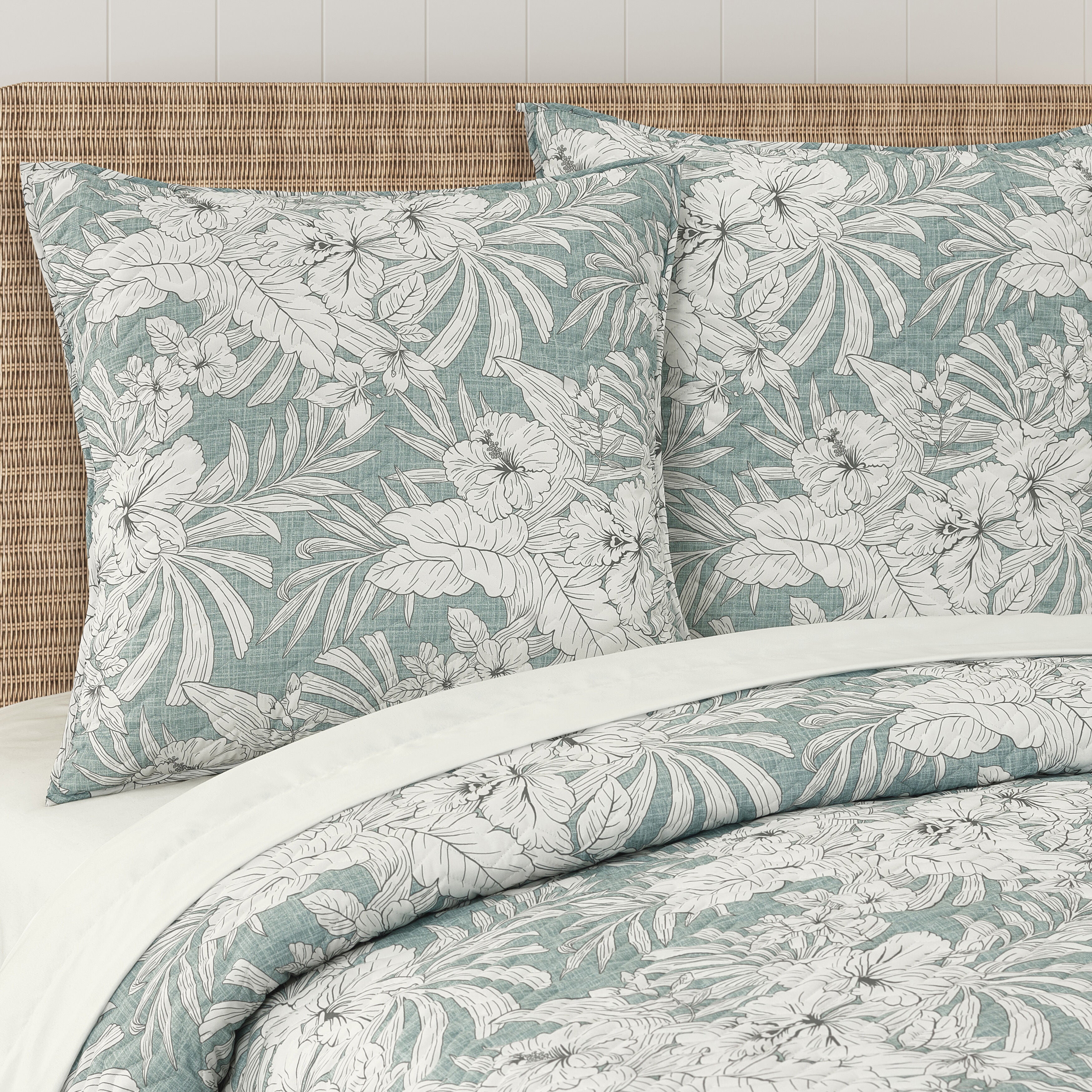 Auckland Euro Quilted Sham, AQUA, hi-res image number 0