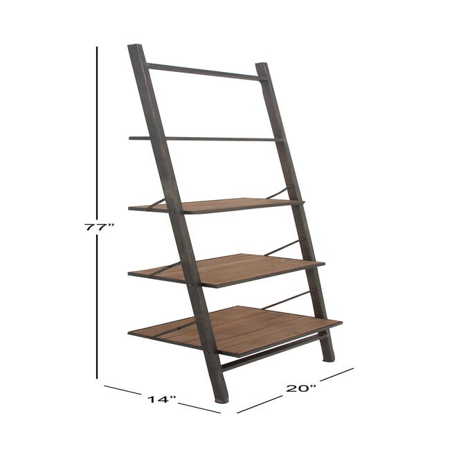 Dark Brown Wood Industrial Shelving Unit, 77 inches x 20 inches x 14 inches, , alternate image number 7