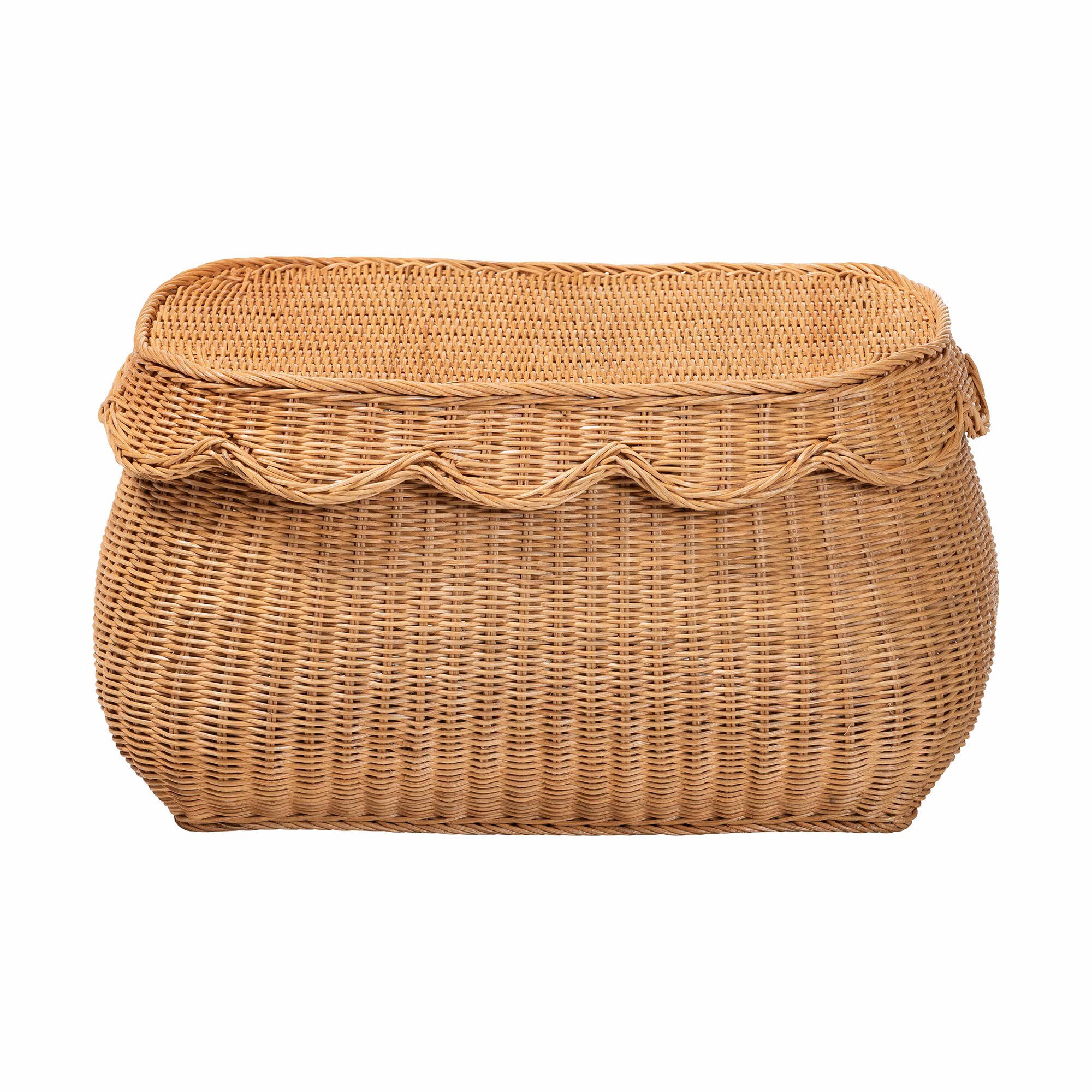 Ayleen Natural Rattan Basket with Scalloped Lid - Small, HONEY, alternate image number 3