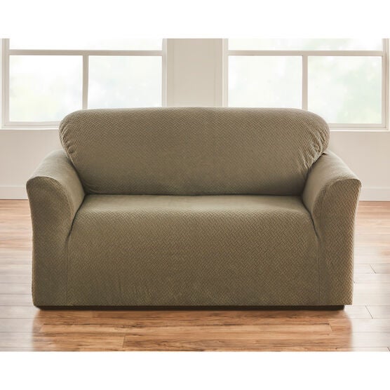 BH STUDIO BASKETWEAVE STRETCH Loveseat SLIPCOVER, OLIVE, hi-res image number null