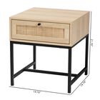 Caterina Mid-Century Modern Transitional Natural Brown Finished Wood And Natural Rattan 1-Drawer Nightstand, , alternate image number null