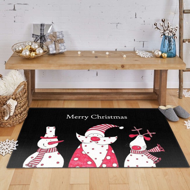 Christmas Friends Black Kitchen Rug, , alternate image number null