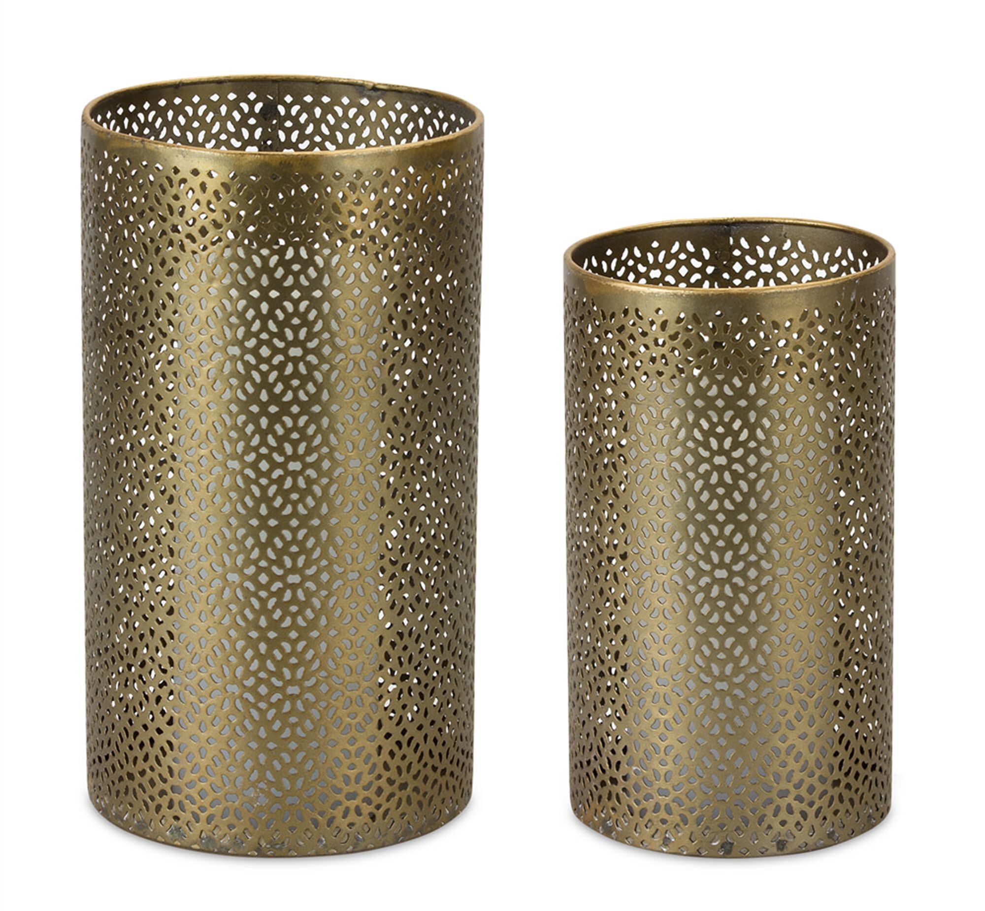 Ornamental Punched Metal Candle Holder (Set of 4), GOLD, alternate image number 1