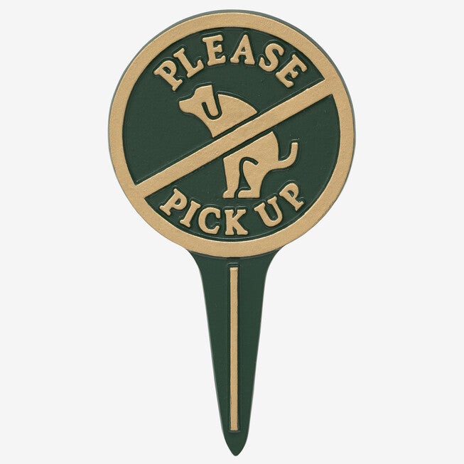 Please Pick Up Dog Courtesy Lawn Stake, GREEN GOLD, hi-res image number null