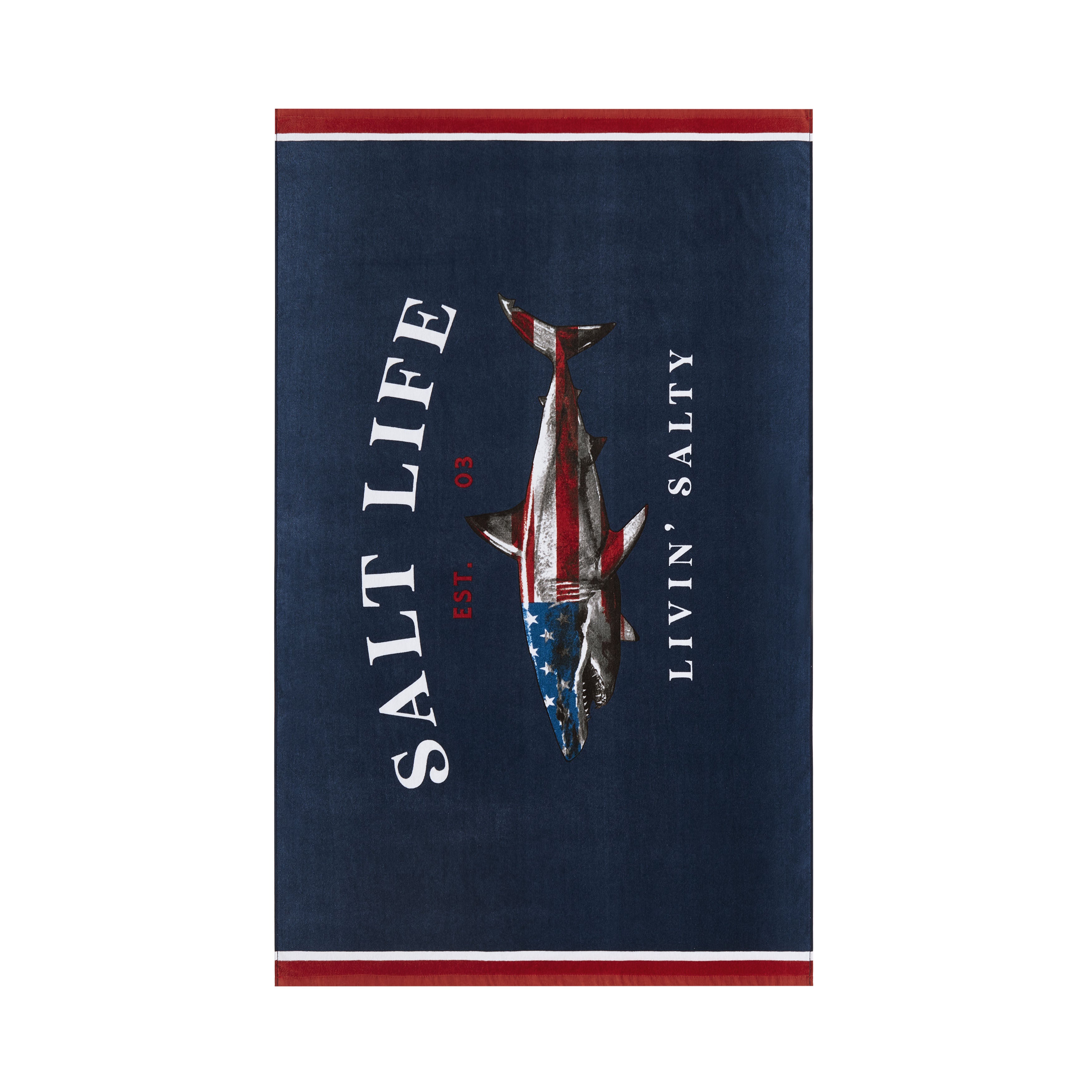 American Shark Beach Towel, NAVY, alternate image number 2