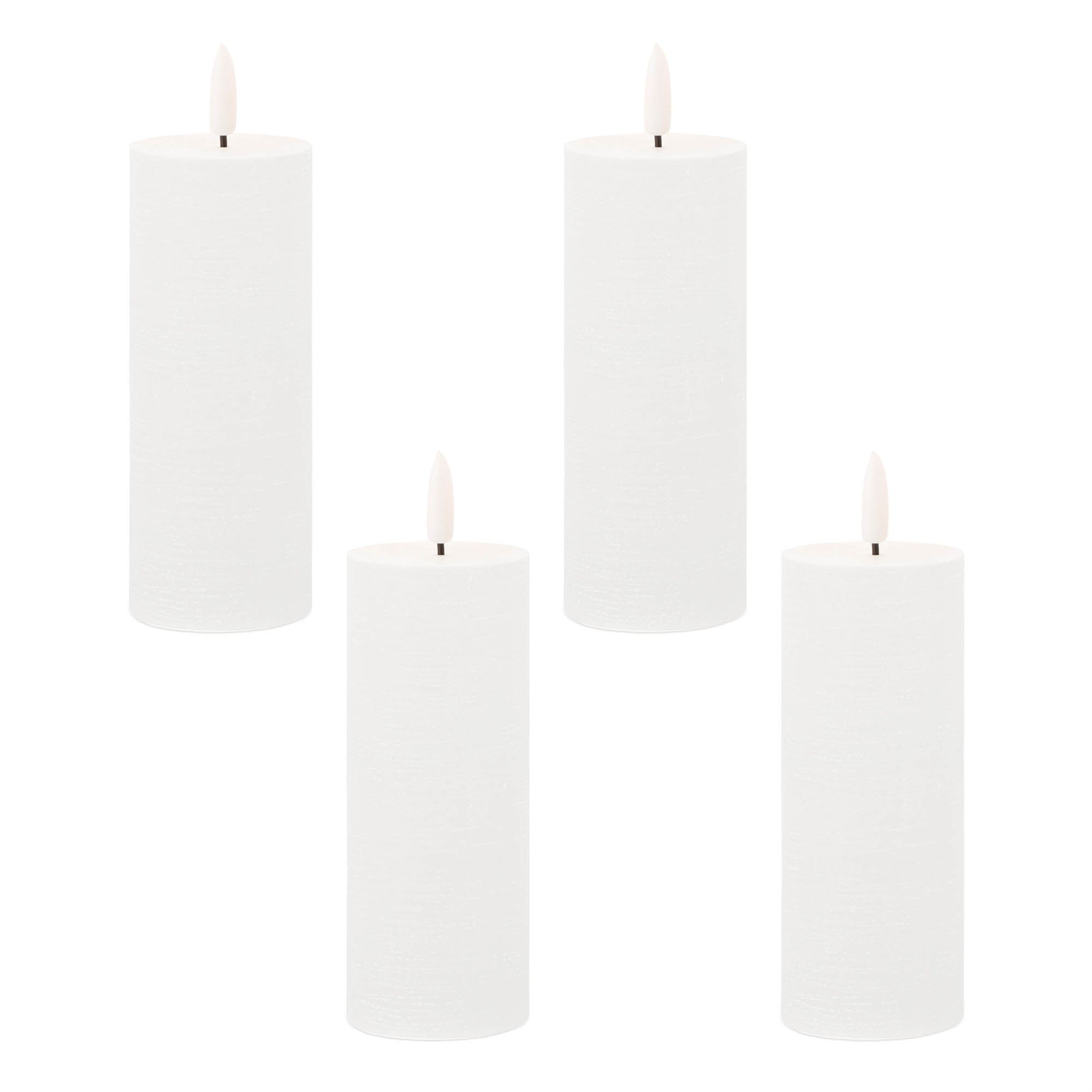FIA Wick White Pillar Candle Set of 4, WHITE, alternate image number 1