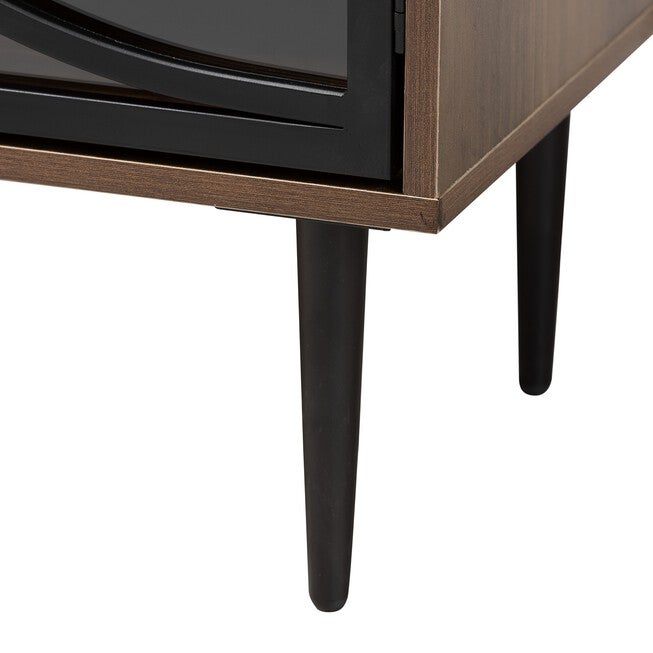 Carter Mid-Century Modern Industrial Walnut Brown Finished Wood And Black Metal 2-Door Sideboard, , alternate image number 4