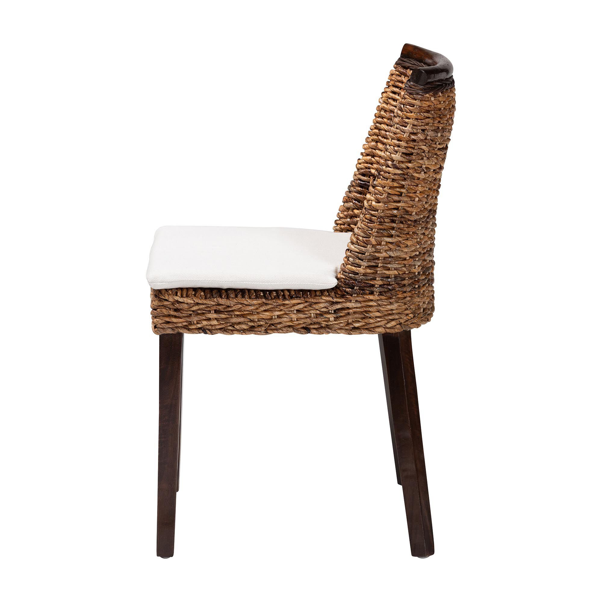 Abbas Bohemian Seagrass and Dark Brown Wood Dining Chair, NATURAL BROWN, alternate image number 3