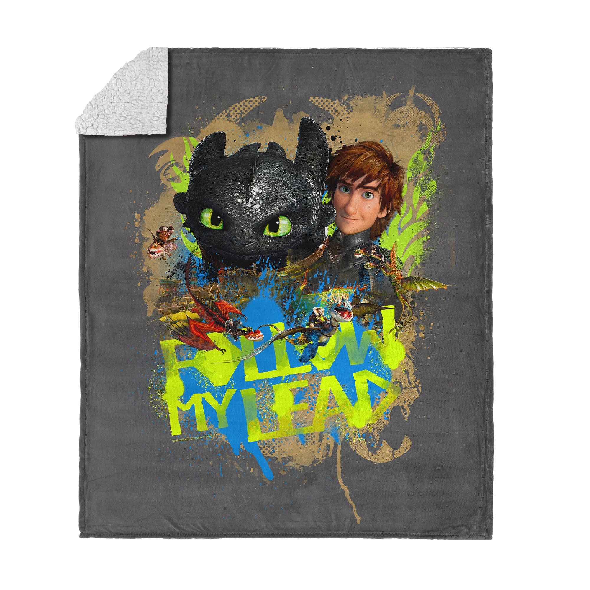 How to Train Your Dragon Follow My Lead Silk Touch Sherpa Throw Blanket 50x60 inches, FOLLOW MY LEAD, hi-res image number 0