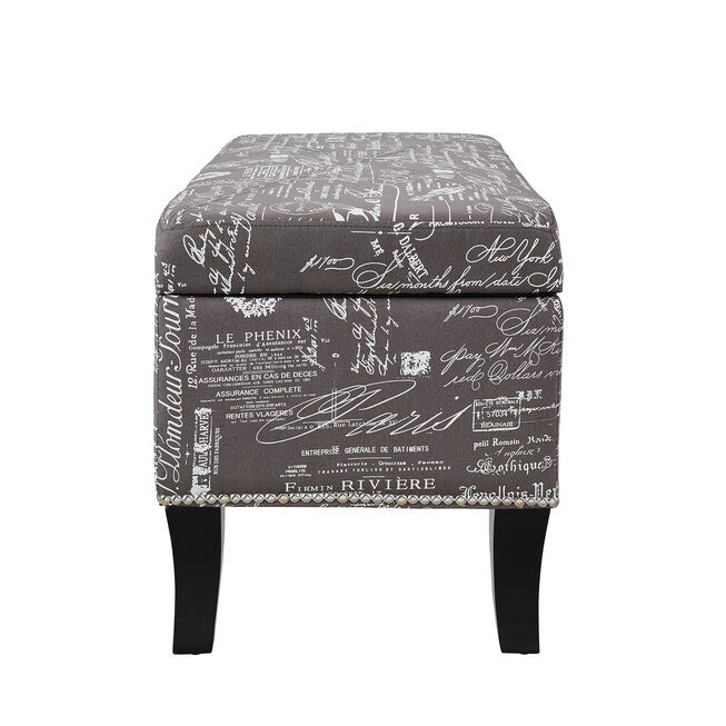 Stephanie Ottoman Grey Linen With Script, , alternate image number 4