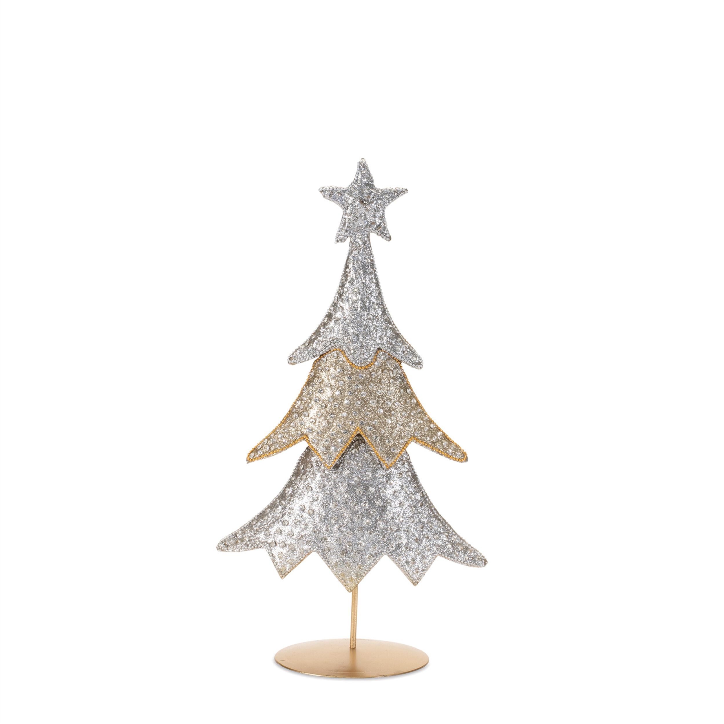 Jeweled Metal Christmas Tree (Set of 2), SILVER GOLD, alternate image number 4