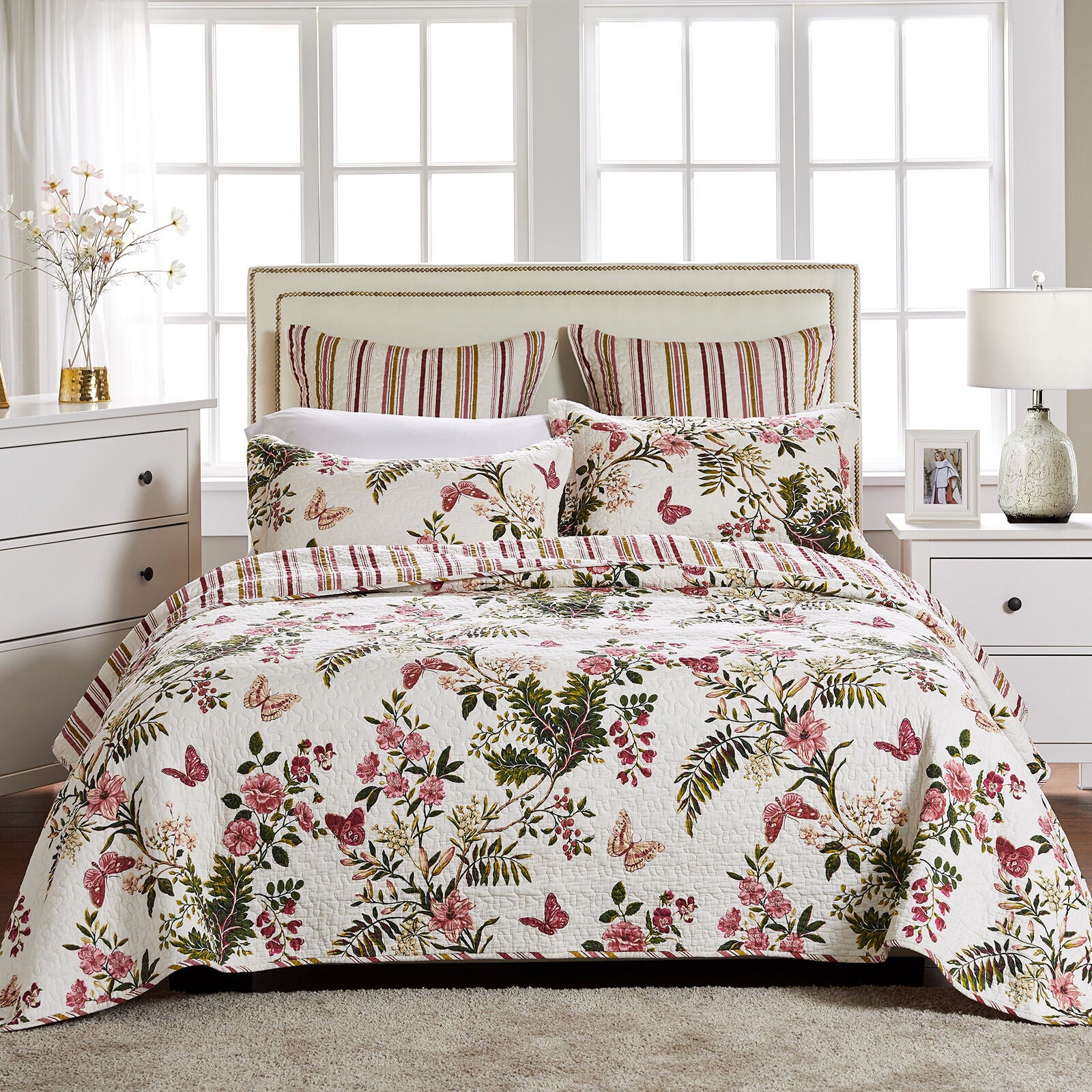 Butterflies 100% Cotton Quilt Set, MULTI, alternate image number 3