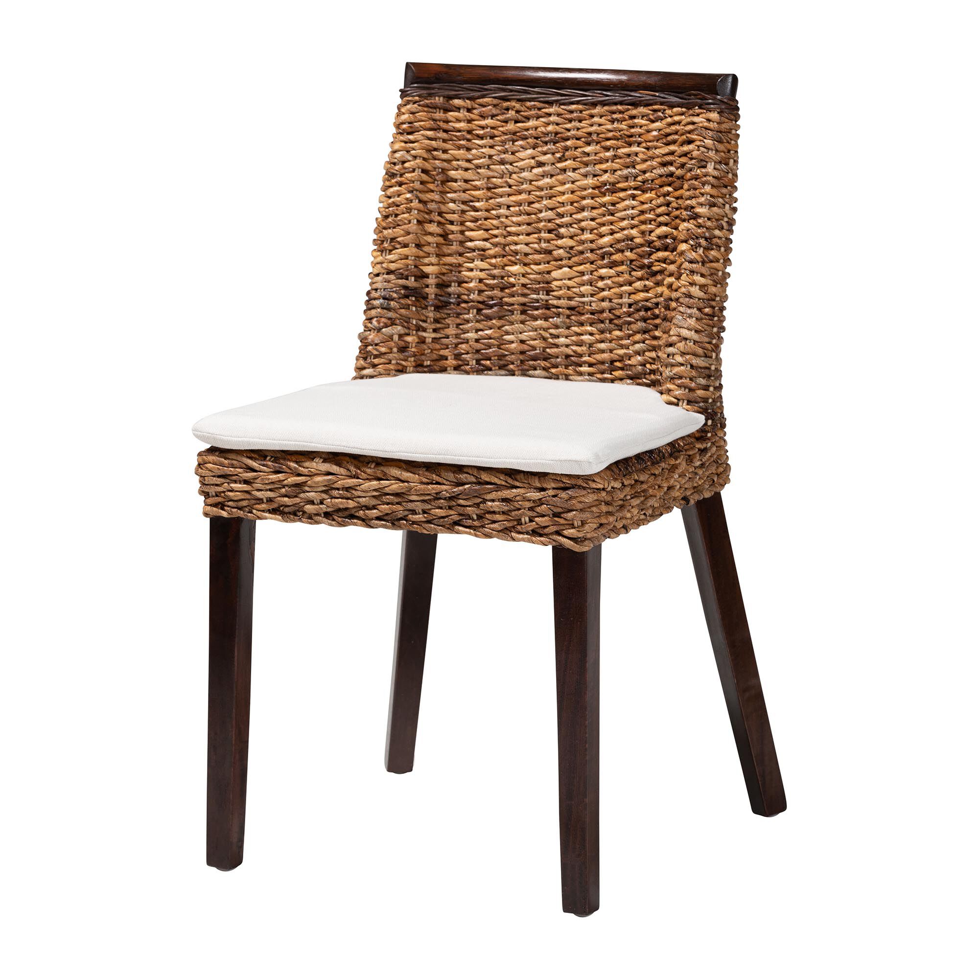 Abbas Bohemian Seagrass and Dark Brown Wood Dining Chair, NATURAL BROWN, alternate image number 1
