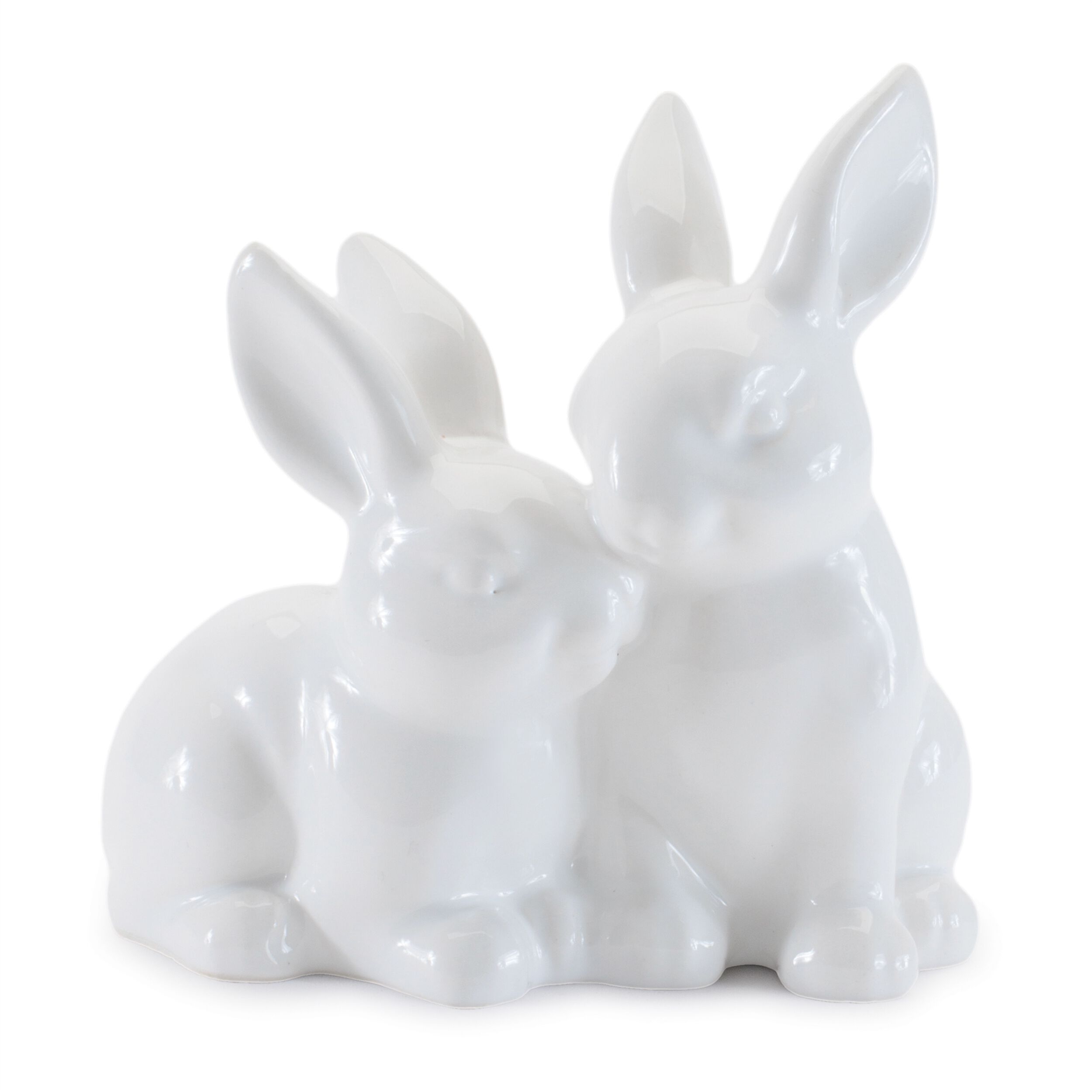 Ceramic Mini Garden Bunny Couple Set of 4, WHITE, hi-res image number 0