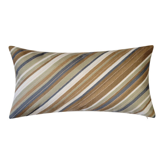 Edie @ Home Indoor/Outdoor Ombre Bias Crewel Embroidered Stripe Decorative Throw Pillow 12X24, Aqua Multi, KHAKI MULTI, hi-res image number null