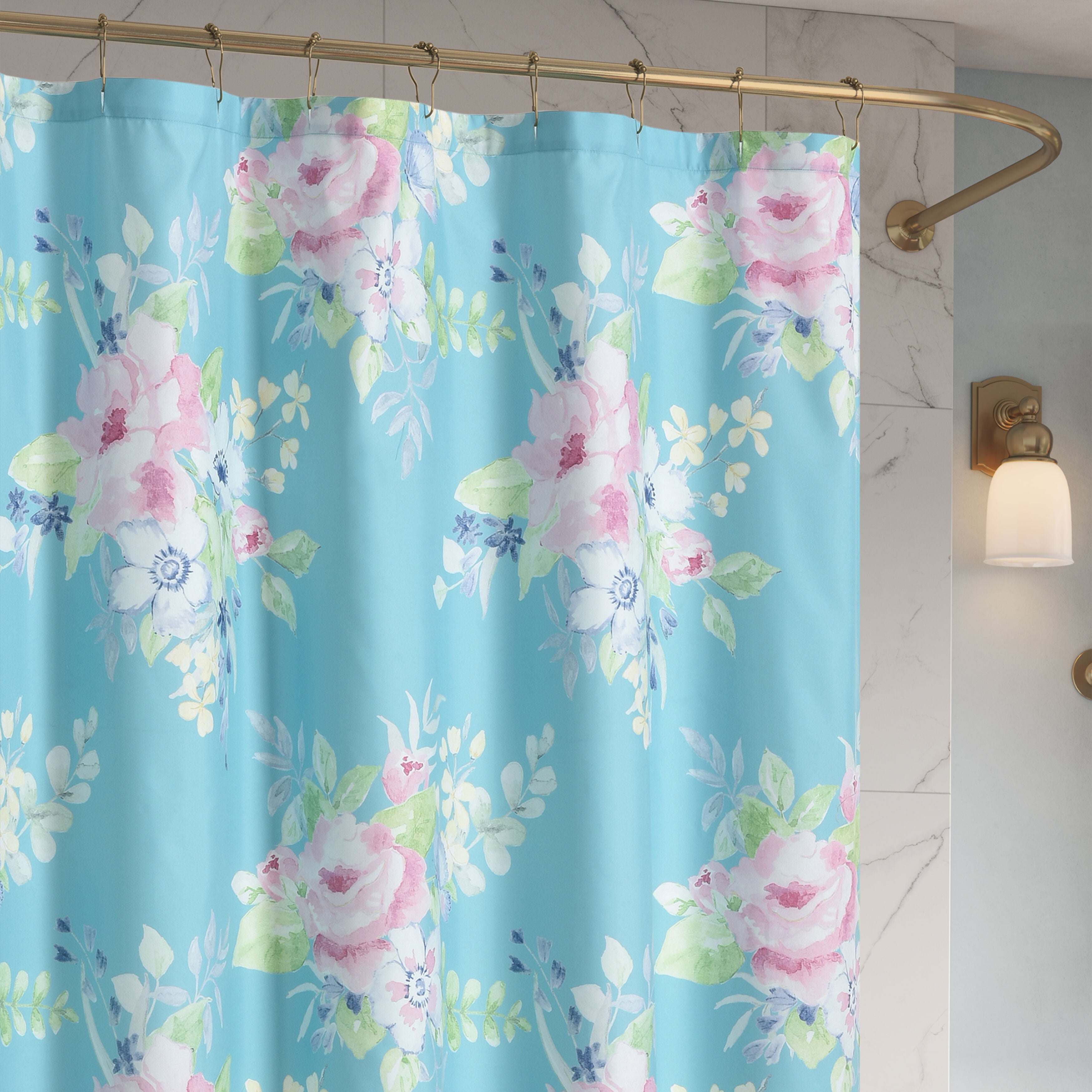 ESME SHOWER CURTAIN, TEAL, alternate image number 1