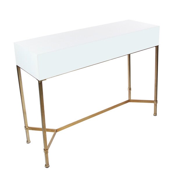 White Glam Metal Console Table, 31 x 47, , alternate image number 2