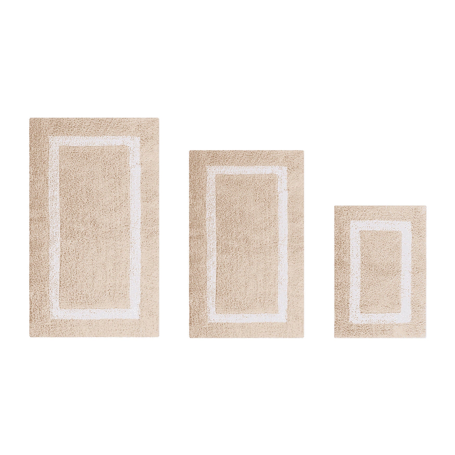 Hotel Collection 100% Cotton 3 Piece (17 inches X 24 inches | 21 inches X 34 inches | 24 inches X 40 inches) Bath Rug Set, SAND WHITE, hi-res image number 0