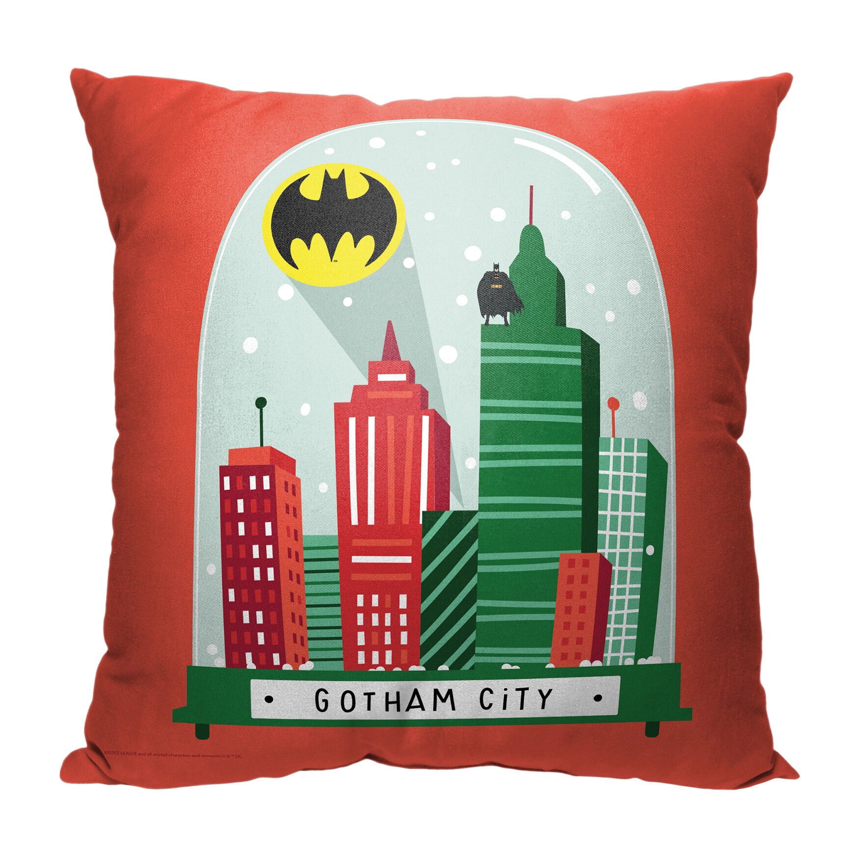 Wb Dc Justice League Gotham Globe Printed Throw Pillow, O, hi-res image number 0