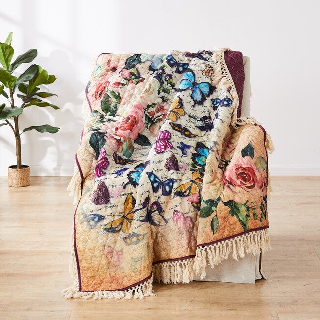 Gigi Ecru Throw Blanket, BROWN, hi-res image number 0