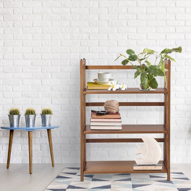 3-Shelf Folding Stackable Bookcase 27.5 inches Wide - Chestnut, , alternate image number 7