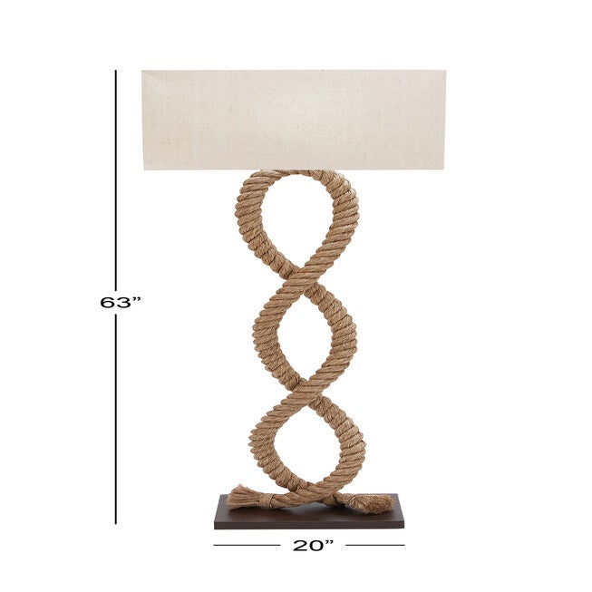 Brown Jute Rope And Iron Rustic Floor Lamp, , alternate image number null